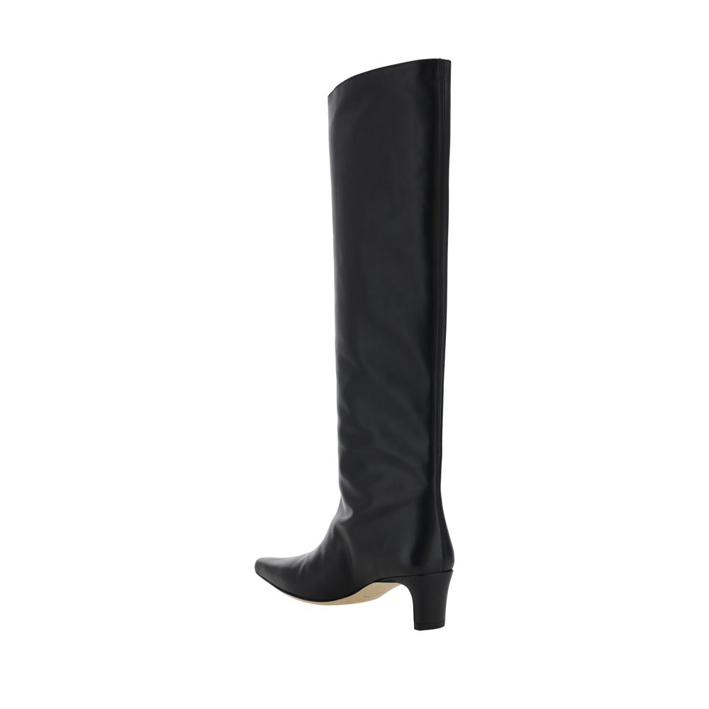 Staud Schwarze Kalbshaut Bos Taurus High Heel Stiefel